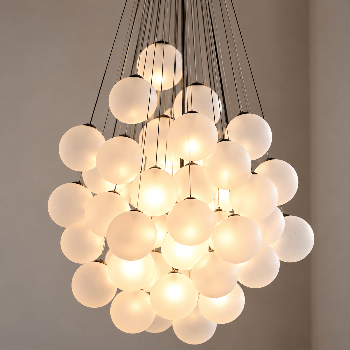 Modern 72-Globe LED Glass Cluster Pendant Light – Adjustable Hanging Chandelier - SHAGHAF HOME