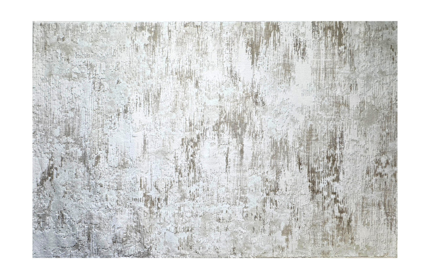 Modern Abstract Distressed Rug – Textured Silver and Beige Design - SHAGHAF HOME