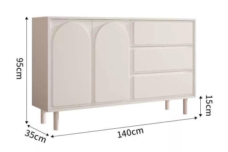 Modern Arched Metal Storage Cabinet – Minimalist Ivory Sideboard for Living or Dining Rooms - SHAGHAF HOME