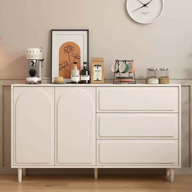 Modern Arched Metal Storage Cabinet – Minimalist Ivory Sideboard for Living or Dining Rooms - SHAGHAF HOME