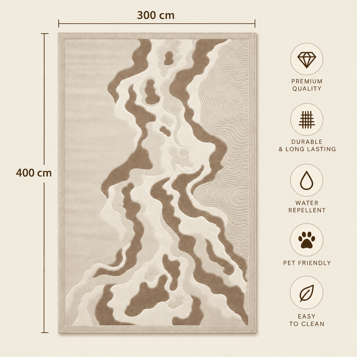 Modern Beige Abstract Rug – Textured Luxury Carpet - SHAGHAF HOME