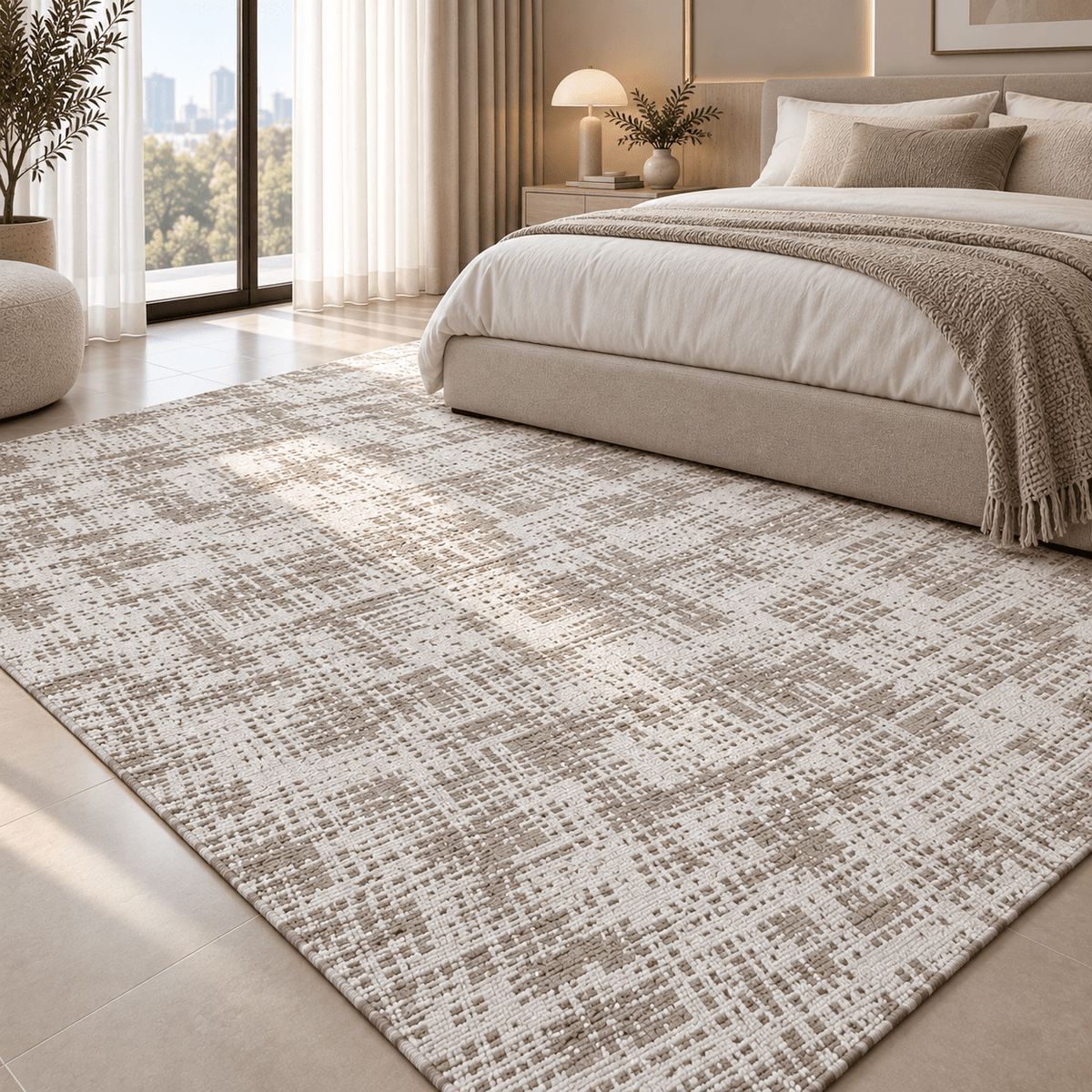 Modern Beige Abstract Textured Rug 200×300 cm – Contemporary Carpet - SHAGHAF HOME