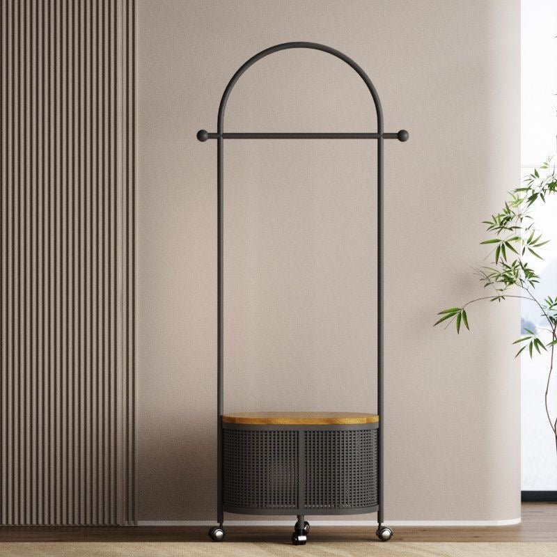 Modern Black Coat Rack with Storage Basket - SHAGHAF HOME