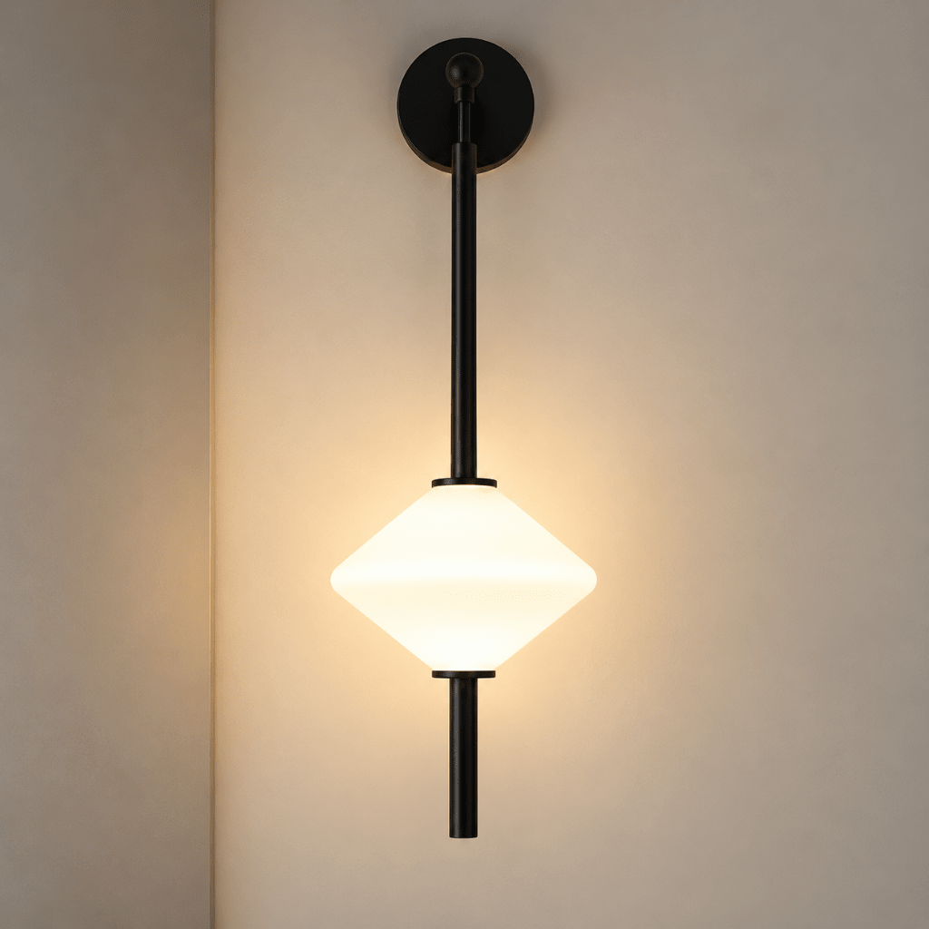 Modern Black LED Wall Light with Frosted Glass Shade – Decorative Wall Sconce - SHAGHAF HOME