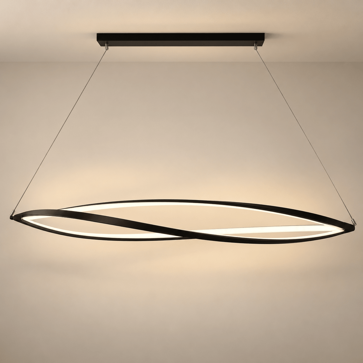 Modern Black Oval LED Pendant Light – Minimalist Hanging Ceiling Light - SHAGHAF HOME
