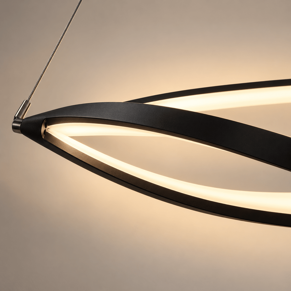 Modern Black Oval LED Pendant Light – Minimalist Hanging Ceiling Light - SHAGHAF HOME