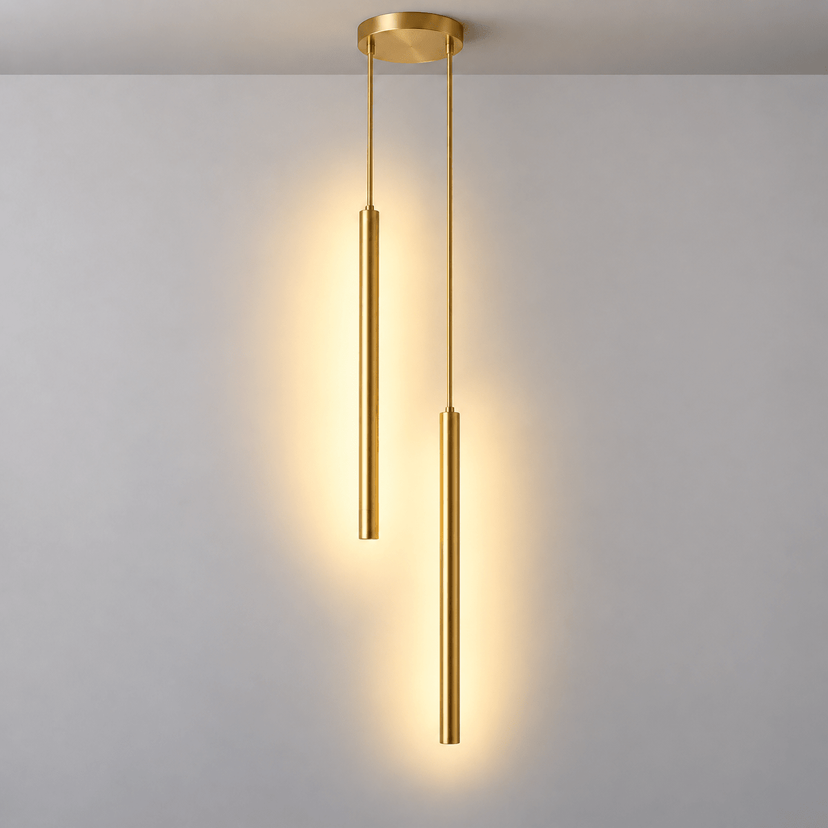 Modern Black/Gold LED Tube Pendant Light 60cm – Double Hanging Light - SHAGHAF HOME