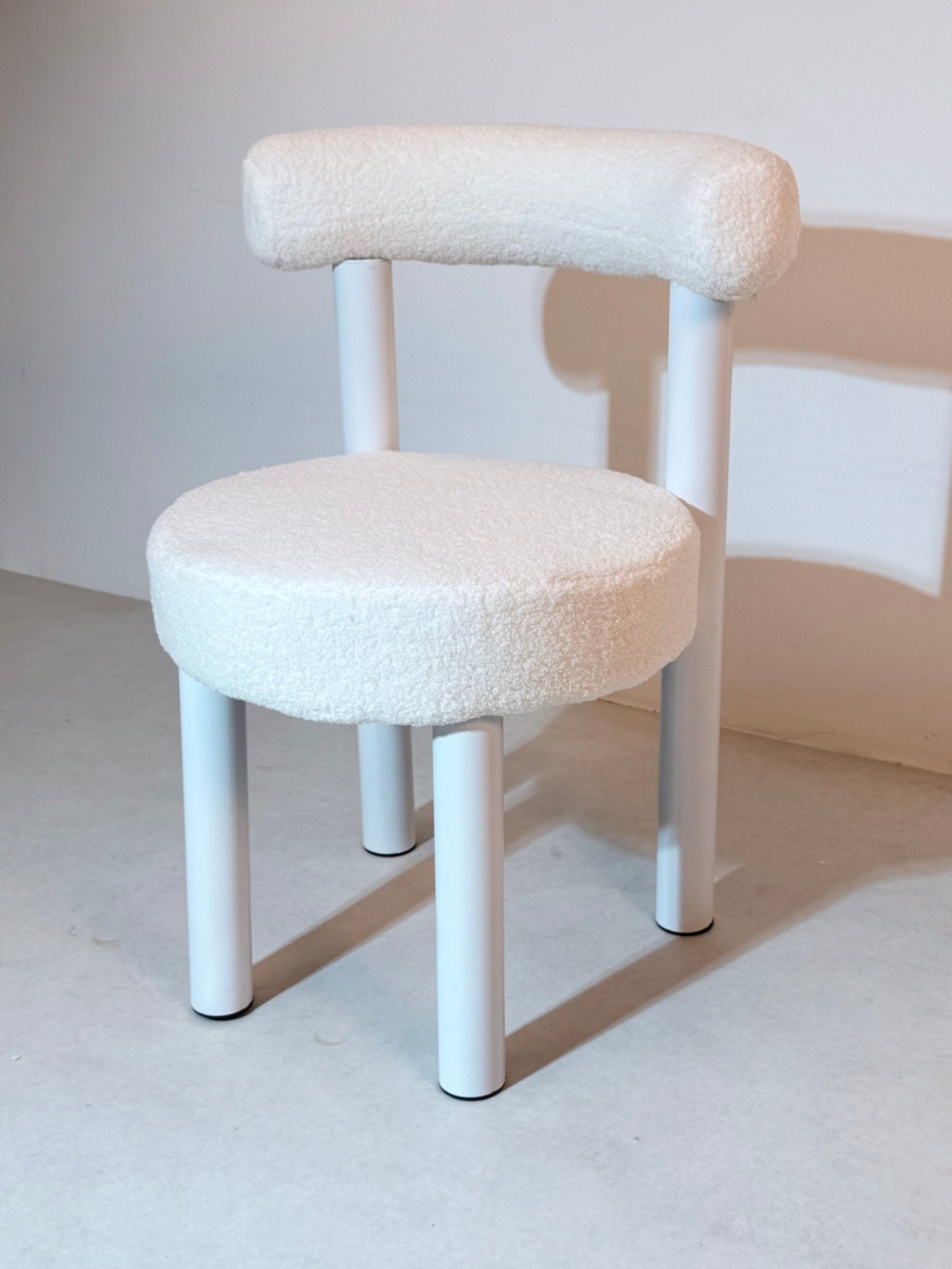 Modern Boucle Dining Chair with Metal Base – Soft White - SHAGHAF HOME