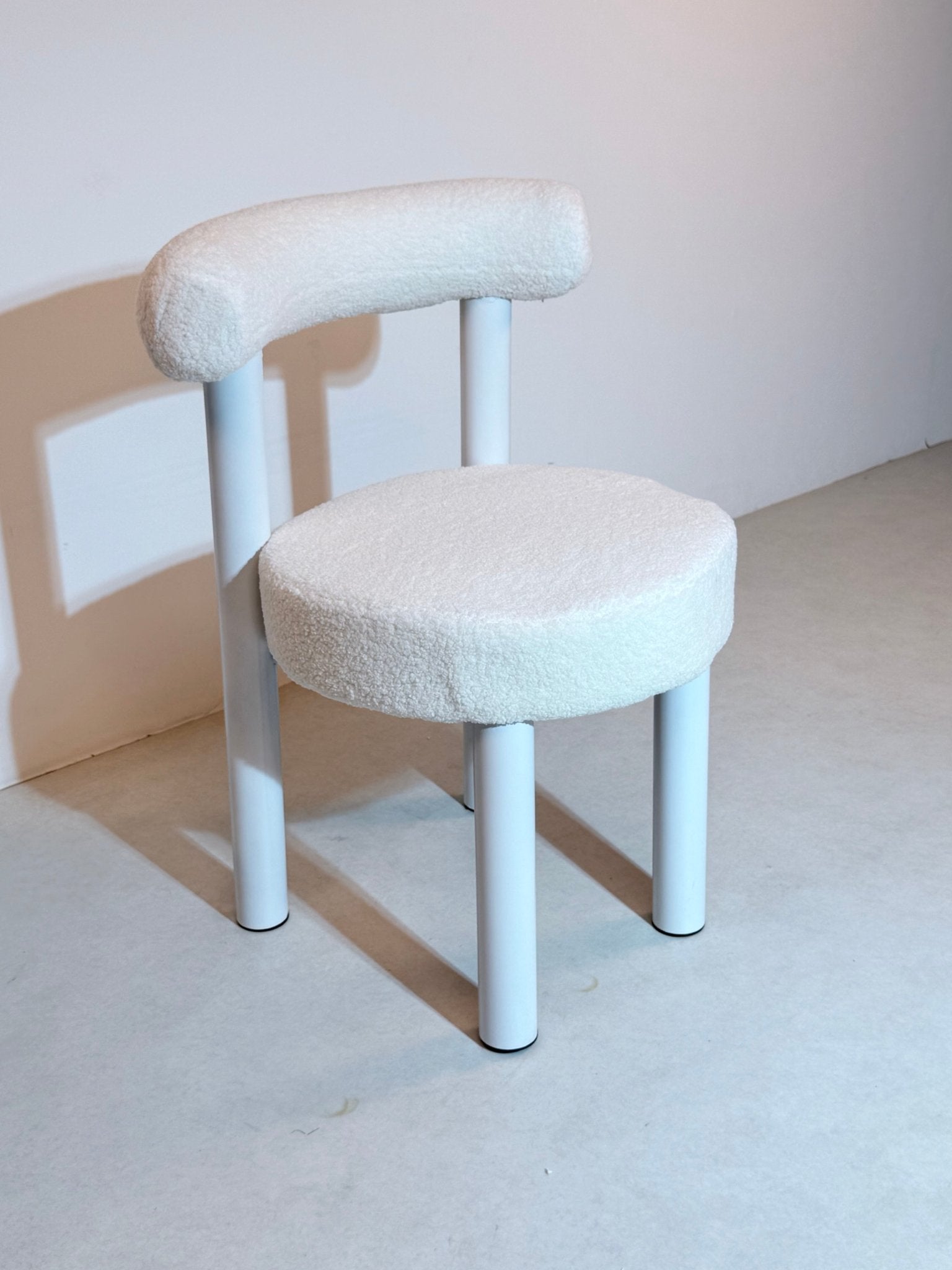 Modern Boucle Dining Chair with Metal Base – Soft White - SHAGHAF HOME
