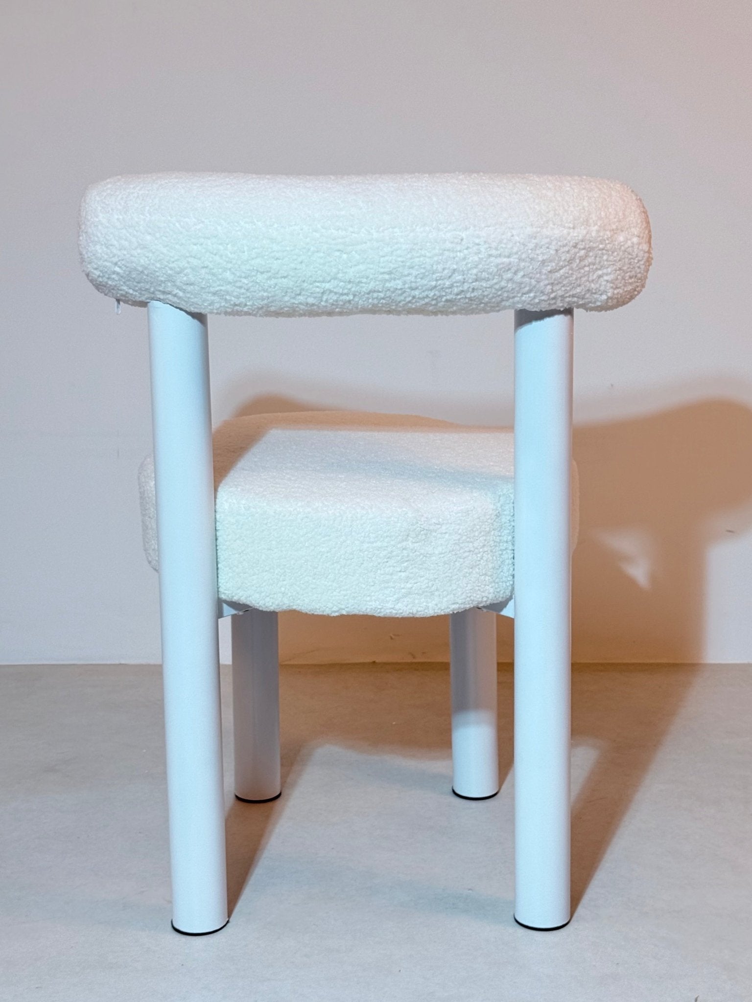 Modern Boucle Dining Chair with Metal Base – Soft White - SHAGHAF HOME