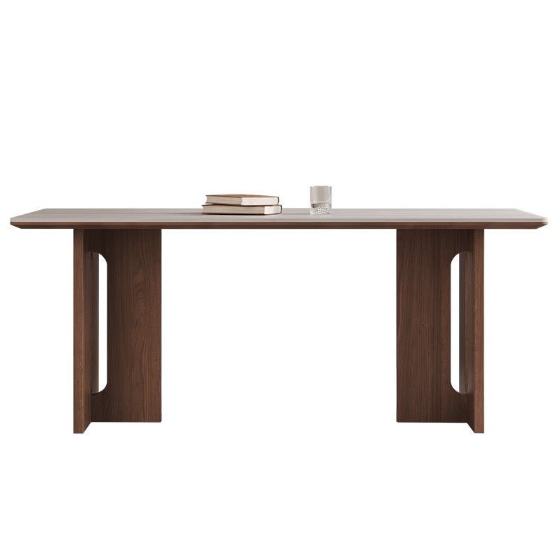 Modern Ceramic Dining Table with Natural Wood Base – Available in 2 Sizes - SHAGHAF HOME