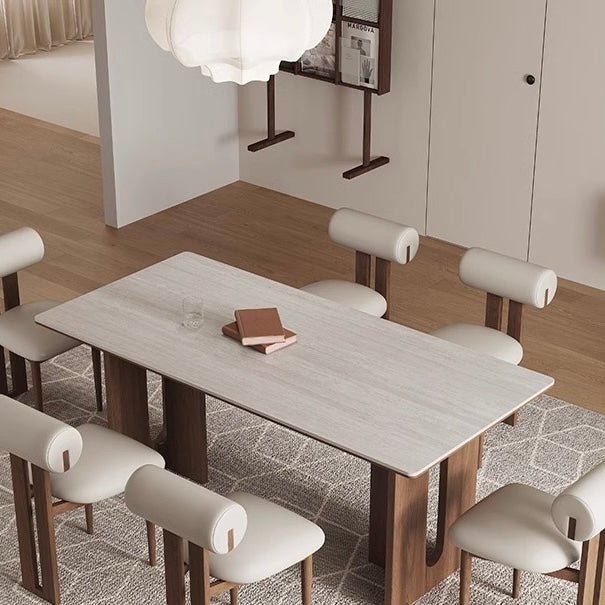 Modern Ceramic Dining Table with Natural Wood Base – Available in 2 Sizes - SHAGHAF HOME