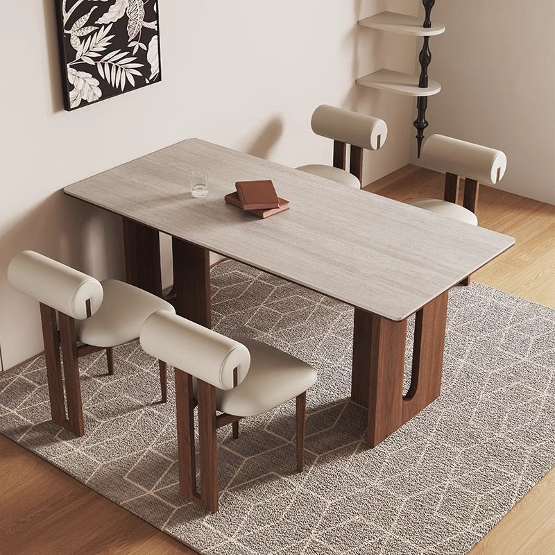Modern Ceramic Dining Table with Natural Wood Base – Available in 2 Sizes - SHAGHAF HOME