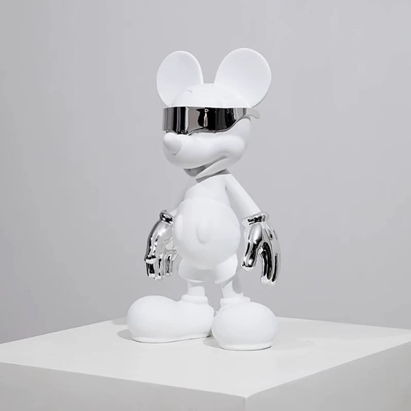 Modern Character Sculpture – Futuristic Design with Silver Accent - SHAGHAF HOME