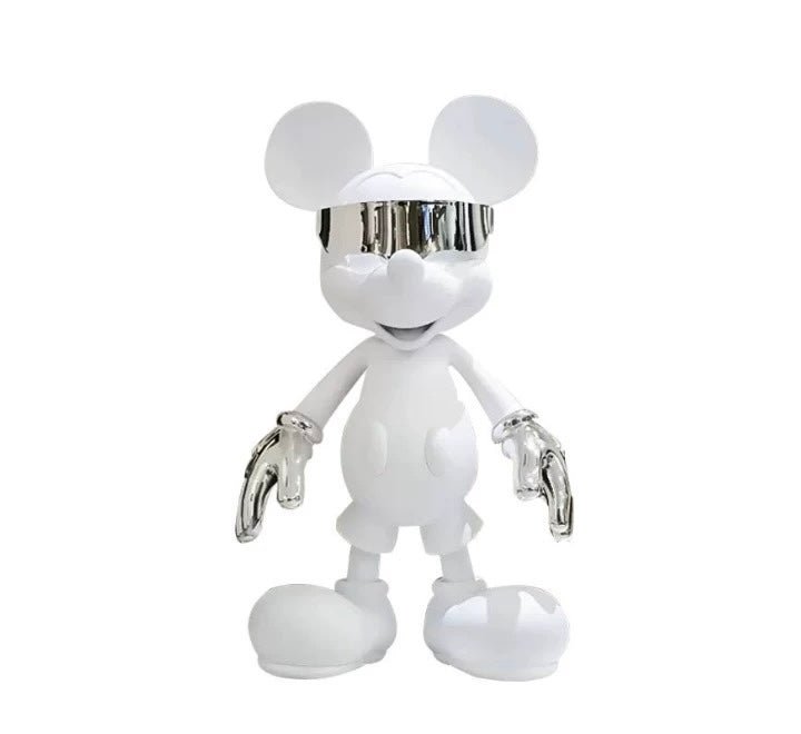 Modern Character Sculpture – Futuristic Design with Silver Accent - SHAGHAF HOME