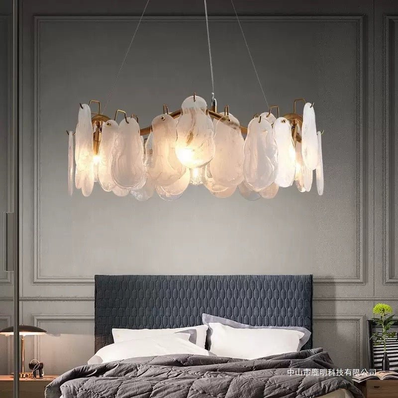 Modern Cloud Glass Chandelier – Luxury Gold Round Pendant Light (Ø85cm) - SHAGHAF HOME