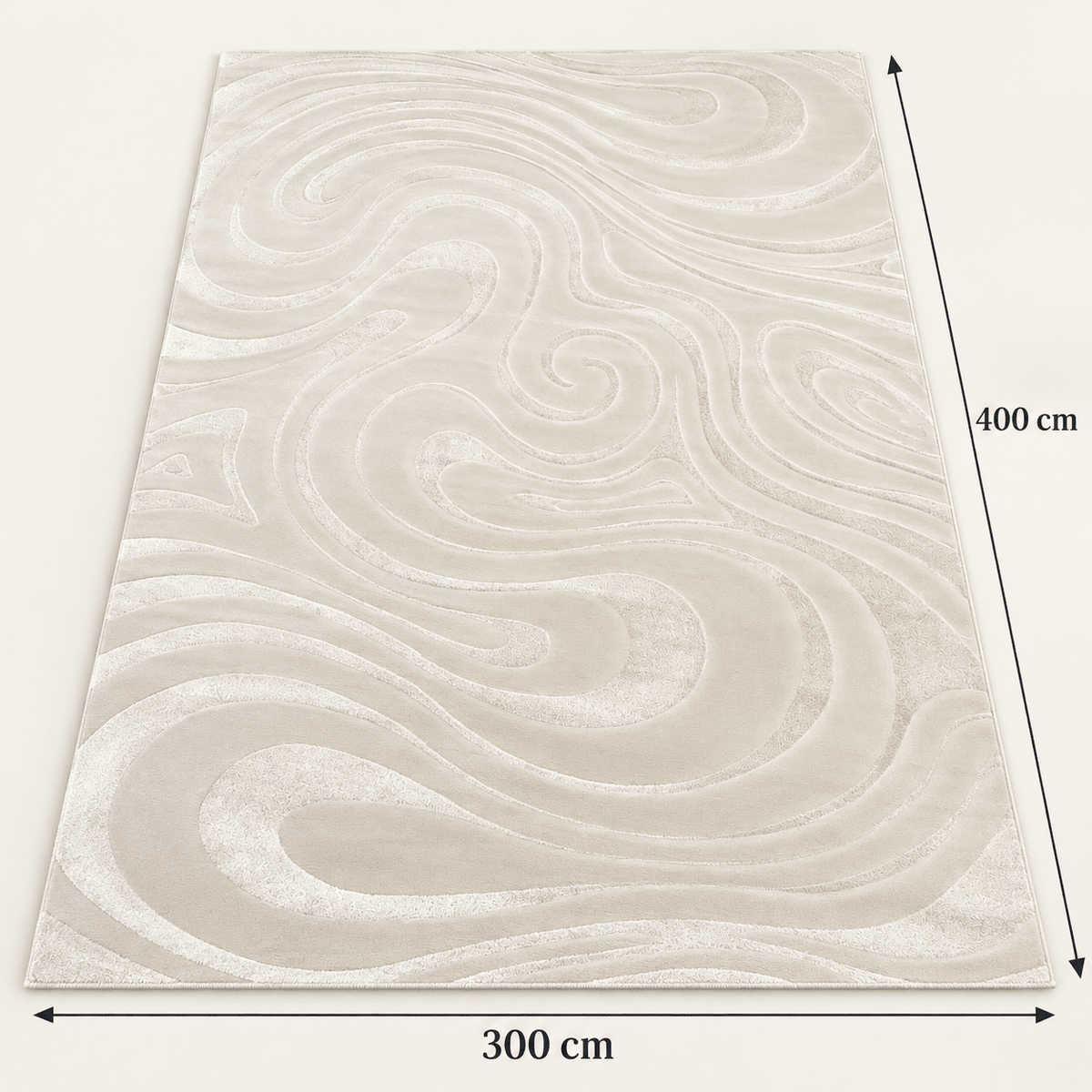 Modern Cream Swirl Rug – Large Textured Area Carpet - SHAGHAF HOME