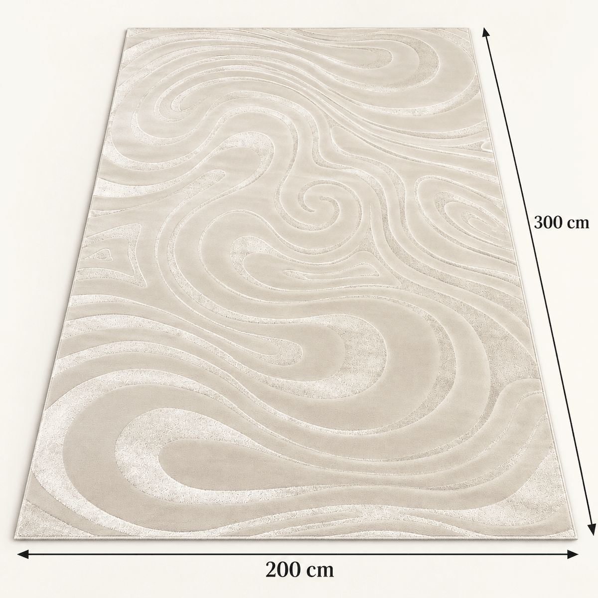 Modern Cream Swirl Rug – Large Textured Area Carpet - SHAGHAF HOME