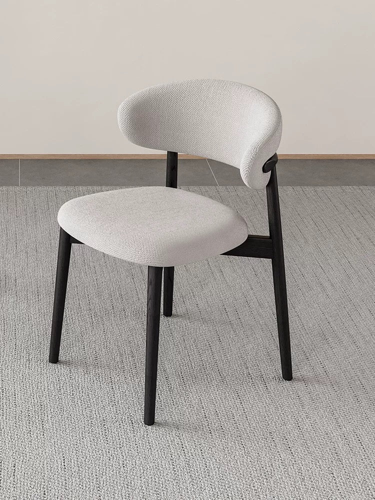 Modern Curved - Back Dining Chair with Metal Base – Light Textured Fabric - SHAGHAF HOME