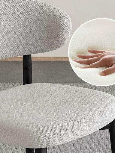 Modern Curved - Back Dining Chair with Metal Base – Light Textured Fabric - SHAGHAF HOME