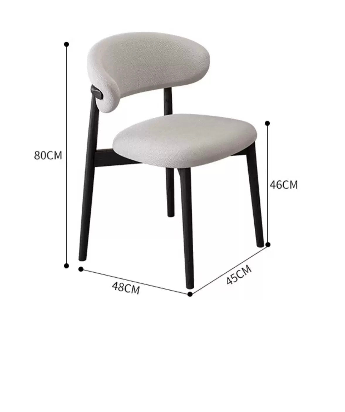 Modern Curved - Back Dining Chair with Metal Base – Light Textured Fabric - SHAGHAF HOME