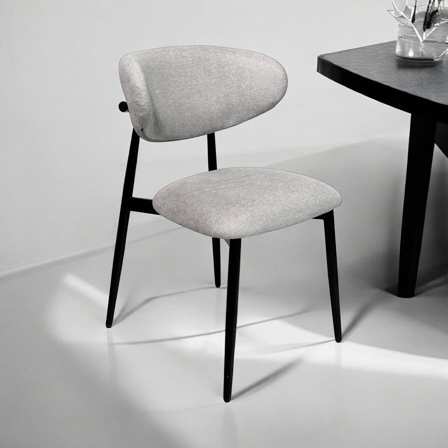 Modern Elegance Grey Dining Chair – Sleek Metal Frame & Fabric Upholstery - SHAGHAF HOME