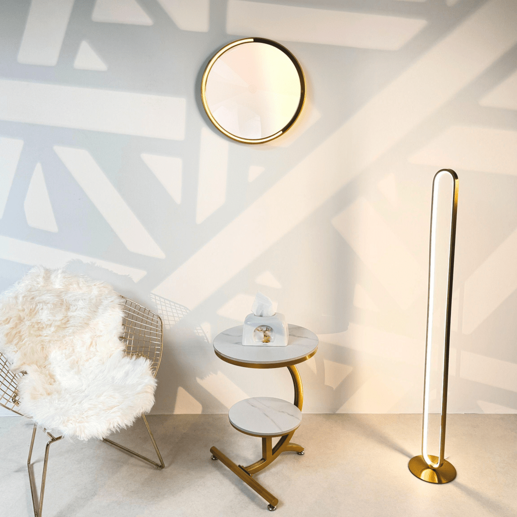 Modern Gold Side Table with Dual Topped Shelves - SHAGHAF HOME