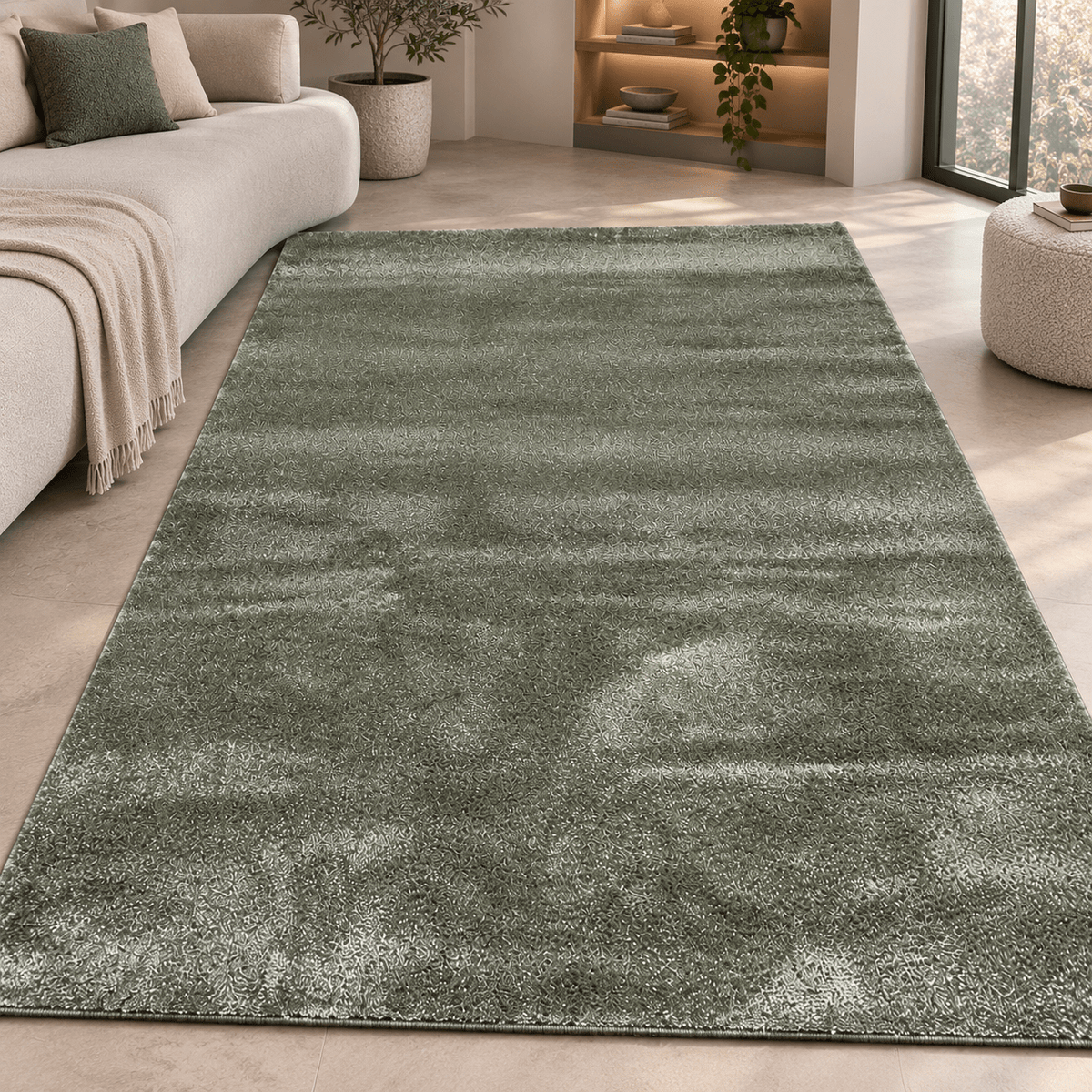 Modern Green Soft Shag Area Rug 150×230 cm – Plush Bedroom & Living Room Carpet - SHAGHAF HOME