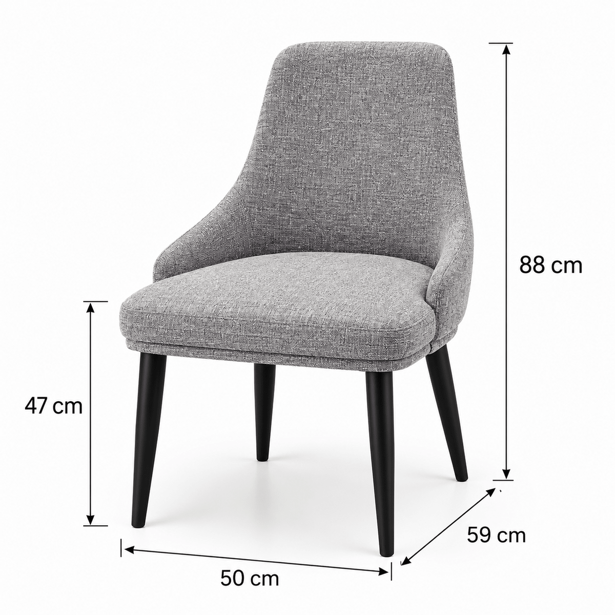 Modern Grey Fabric Upholstered Dining Chair with Black Legs - SHAGHAF HOME