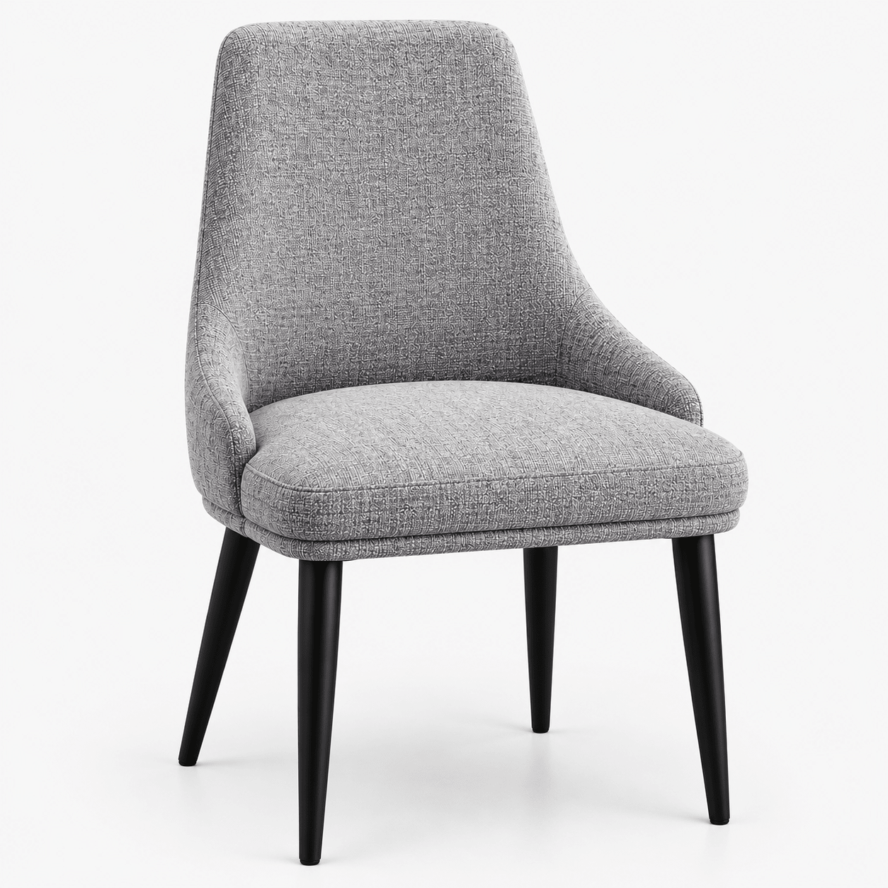 Modern Grey Fabric Upholstered Dining Chair with Black Legs - SHAGHAF HOME