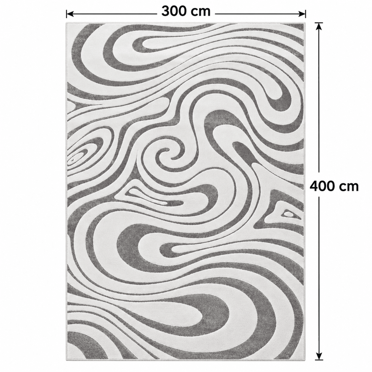 Modern Grey & White Swirl Rug – Abstract Large Area Carpet - SHAGHAF HOME