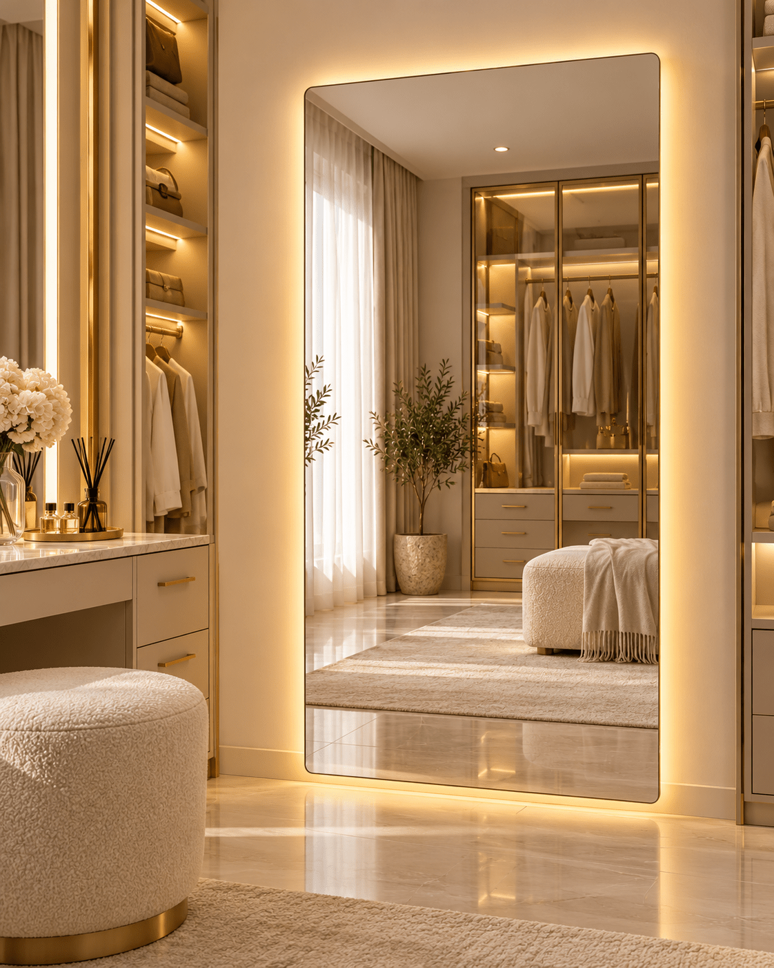 Modern Irregular LED Wall Mirror – Warm Backlit Decorative Mirror for Living Room, Bedroom & Hallway - SHAGHAF HOME