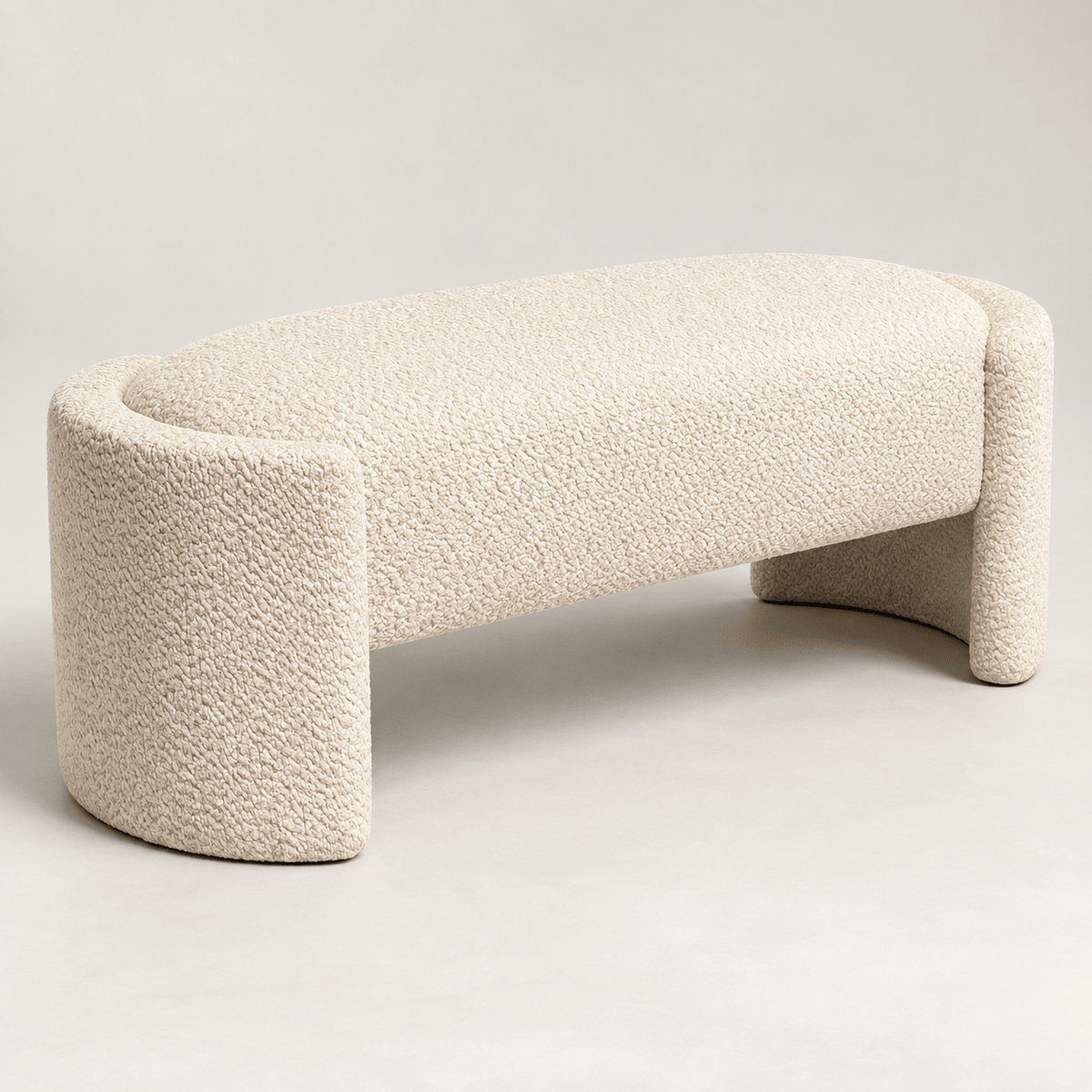 Modern Ivory Bouclé Upholstered Bench - SHAGHAF HOME