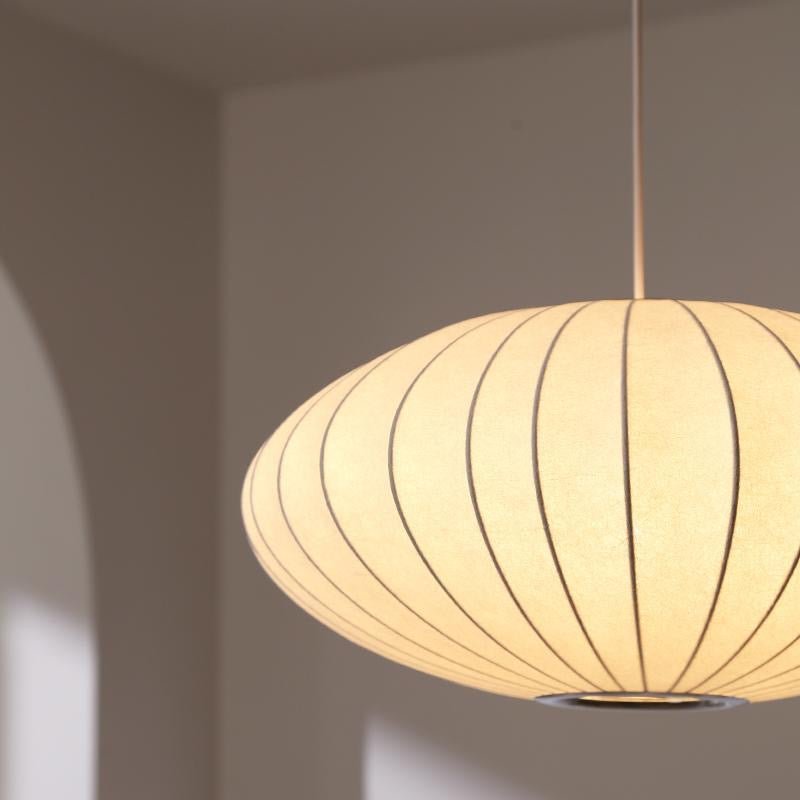 Modern Japanese - Inspired Oval Pendant Light – Soft Ambient Glow - SHAGHAF HOME