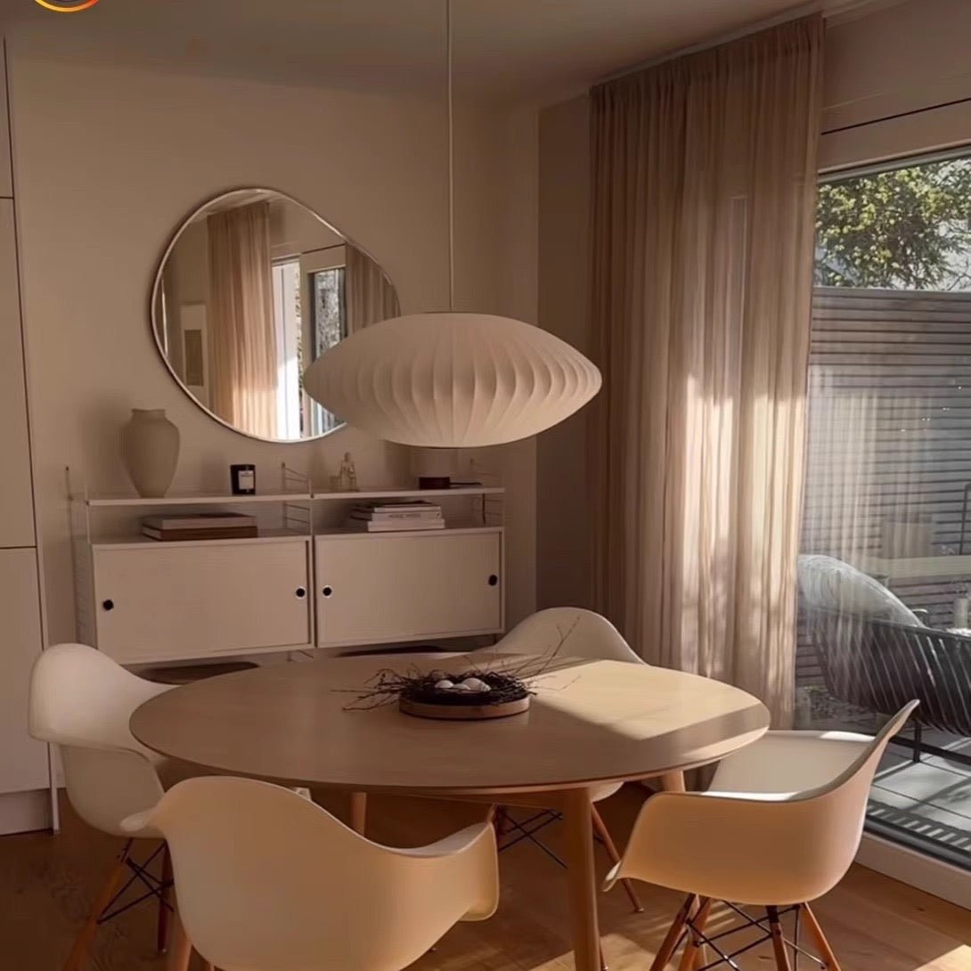 Modern Japanese - Inspired Oval Pendant Light – Soft Ambient Glow - SHAGHAF HOME