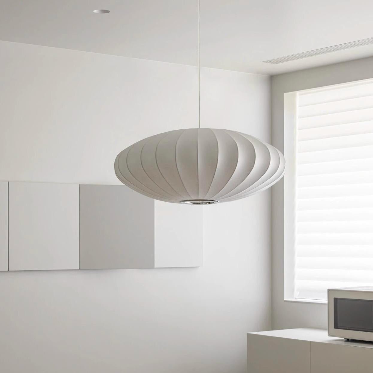 Modern Japanese - Inspired Oval Pendant Light – Soft Ambient Glow - SHAGHAF HOME