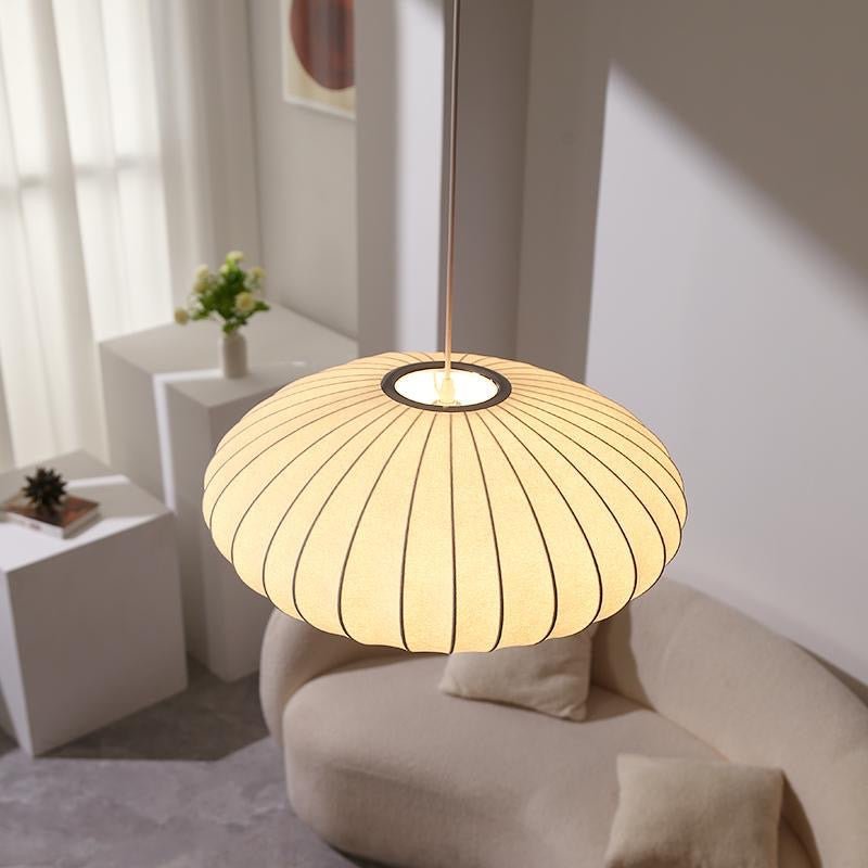 Modern Japanese - Inspired Oval Pendant Light – Soft Ambient Glow - SHAGHAF HOME