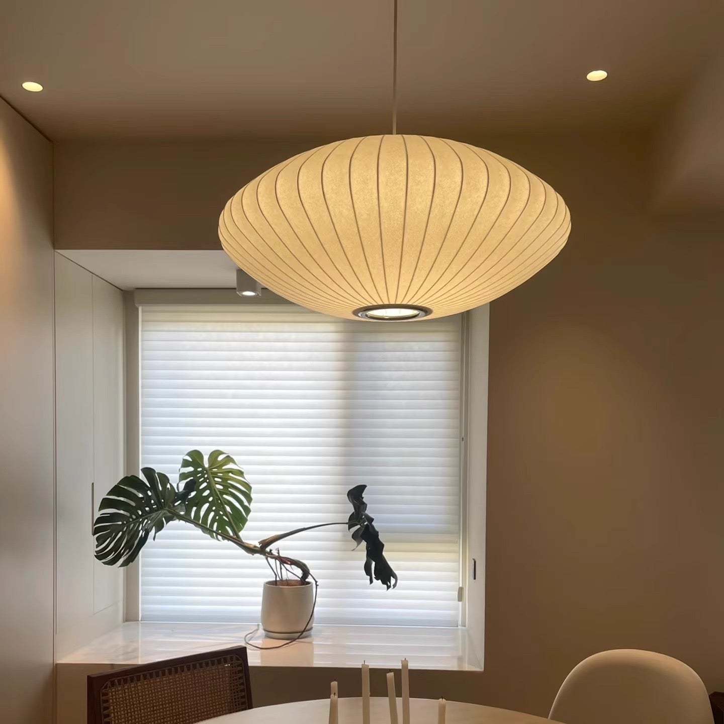 Modern Japanese - Inspired Oval Pendant Light – Soft Ambient Glow - SHAGHAF HOME