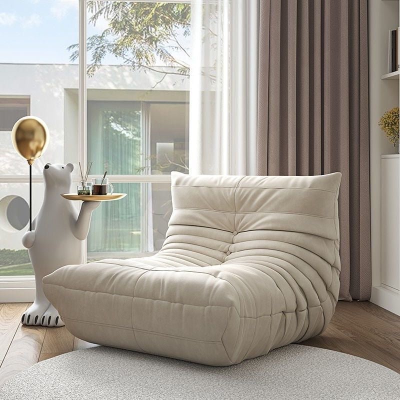 Modern large white Velvet lazy chair - SHAGHAF HOME