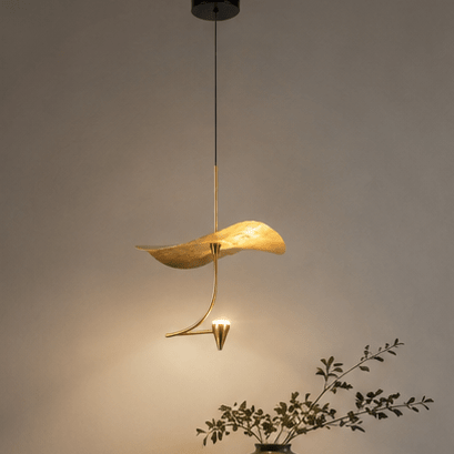 Modern Leaf Pendant Light – Gold LED Hanging Lamp | 25cm Sculptural Ceiling Light with Adjustable 1.5m Cable - SHAGHAF HOME