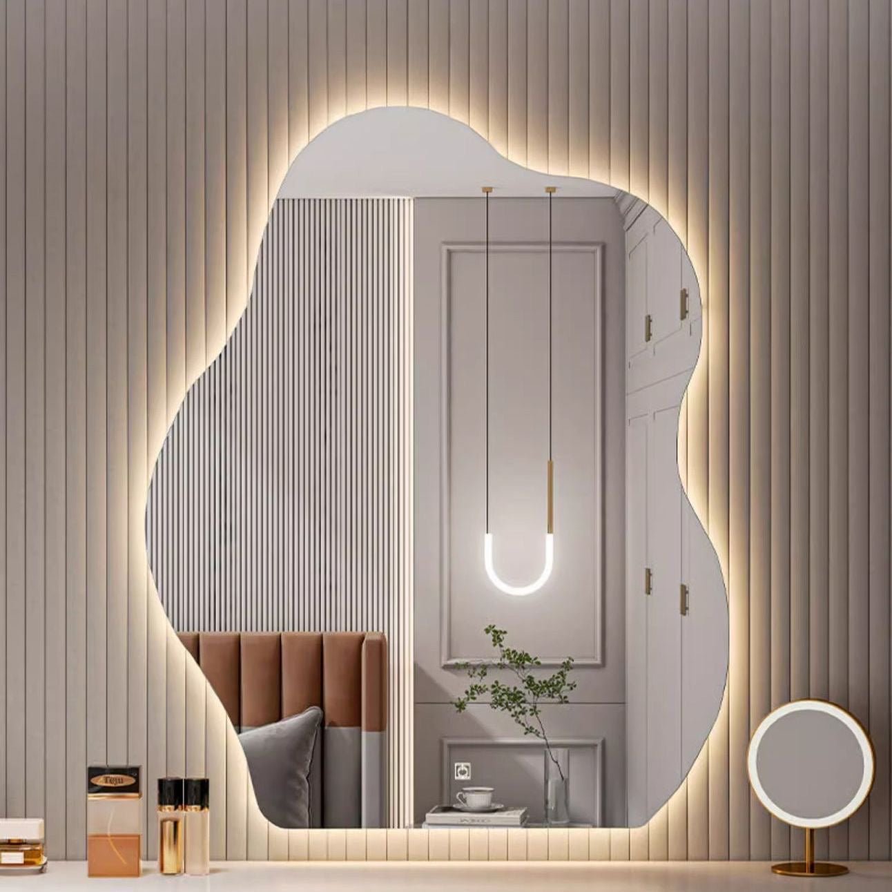 Modern LED Backlit Mirror with Dimmable 3 - Color Temperature - SHAGHAF HOME