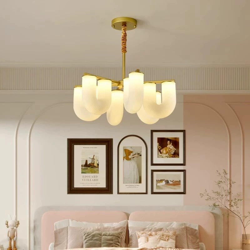 Modern LED Ceiling Light Chandelier – Sleek Metal & PE Design with Warm Light - SHAGHAF HOME