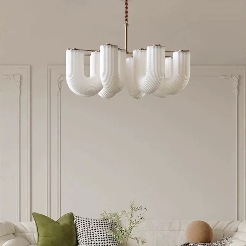 Modern LED Ceiling Light Chandelier – Sleek Metal & PE Design with Warm Light - SHAGHAF HOME