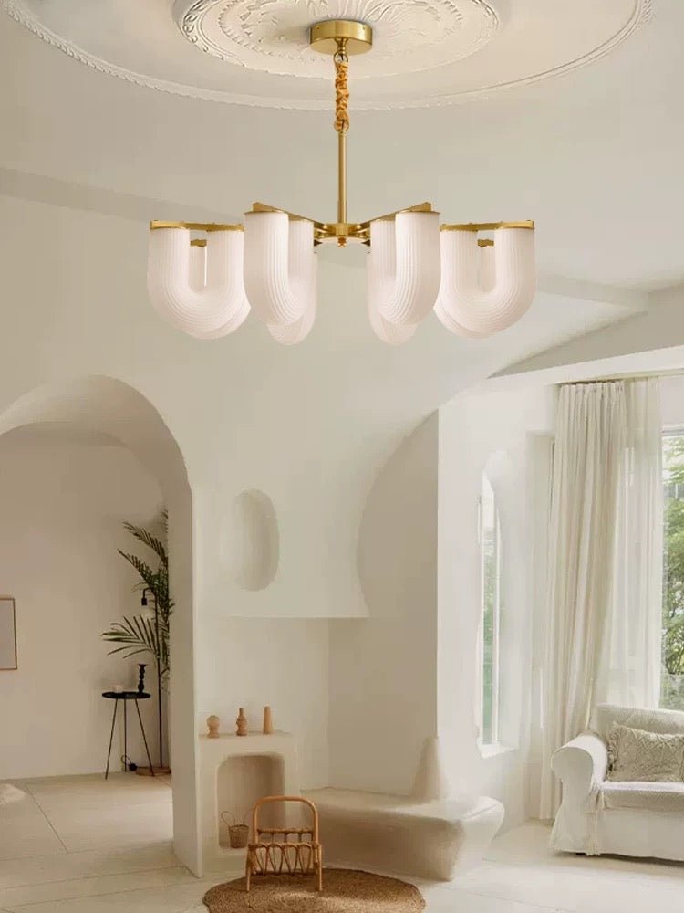 Modern LED Ceiling Light Chandelier – Sleek Metal & PE Design with Warm Light - SHAGHAF HOME