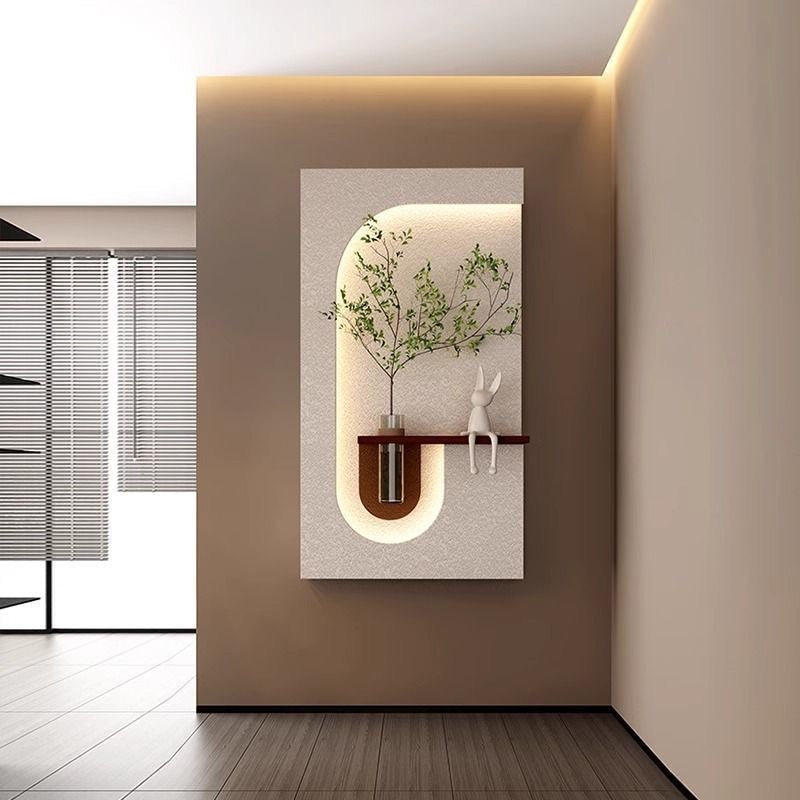 Modern LED Sandstone Wall Art with Glass Vase – 120×60 CM - SHAGHAF HOME