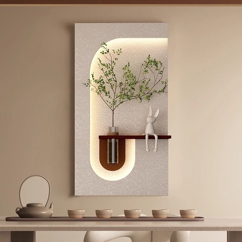 Modern LED Sandstone Wall Art with Glass Vase – 120×60 CM - SHAGHAF HOME