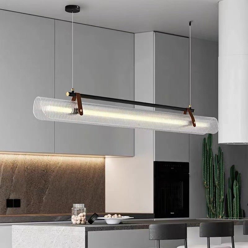 Modern Linear LED Pendant Light – Sleek Iron & Acrylic Design - SHAGHAF HOME