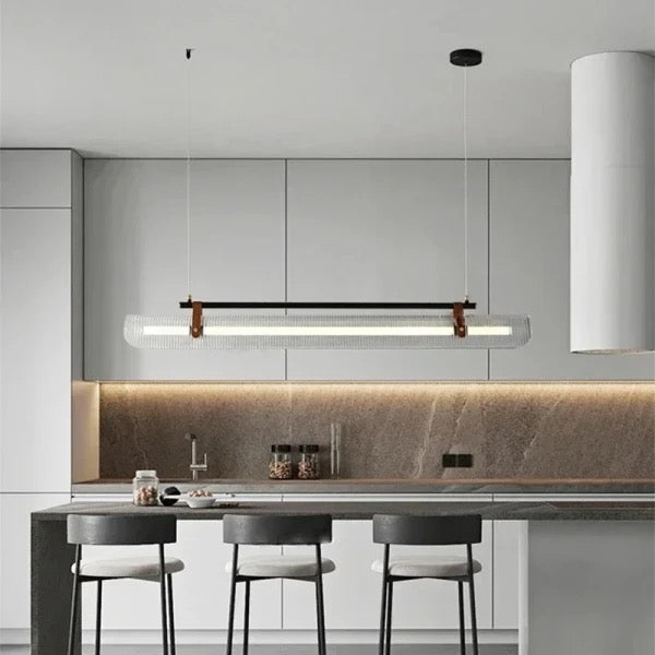 Modern Linear LED Pendant Light – Sleek Iron & Acrylic Design - SHAGHAF HOME