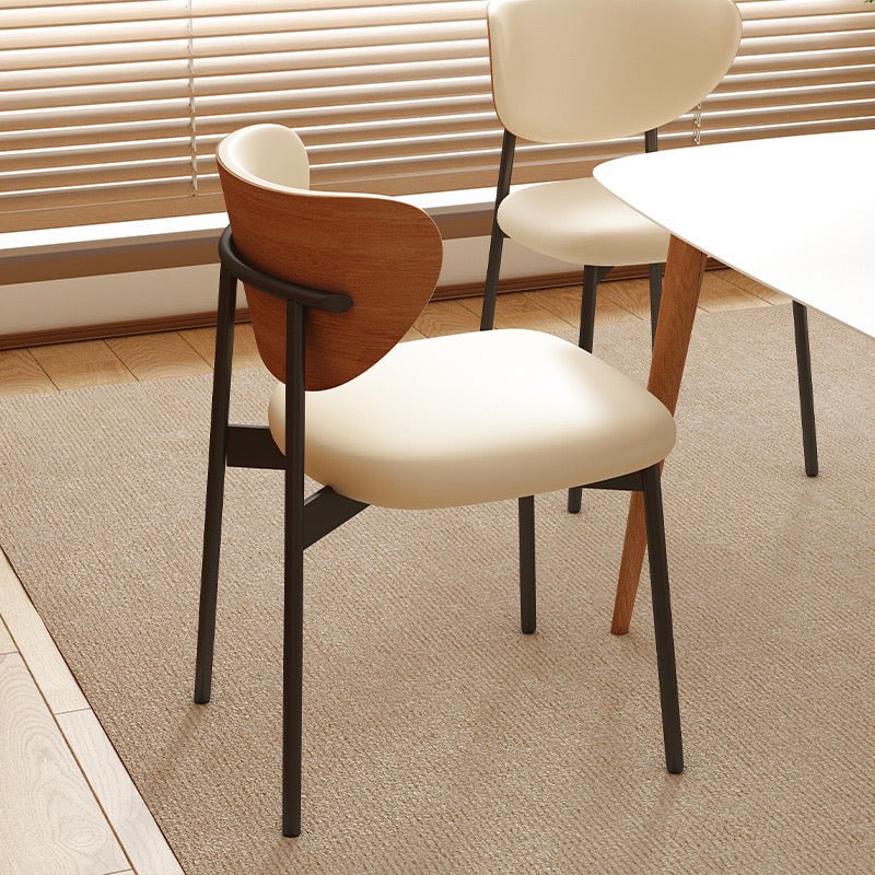 Modern Minimalist Dining Chair with Wood Backrest – Available in Black & White - SHAGHAF HOME