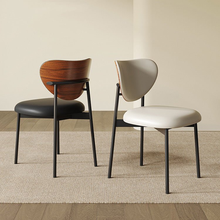 Modern Minimalist Dining Chair with Wood Backrest – Available in Black & White - SHAGHAF HOME